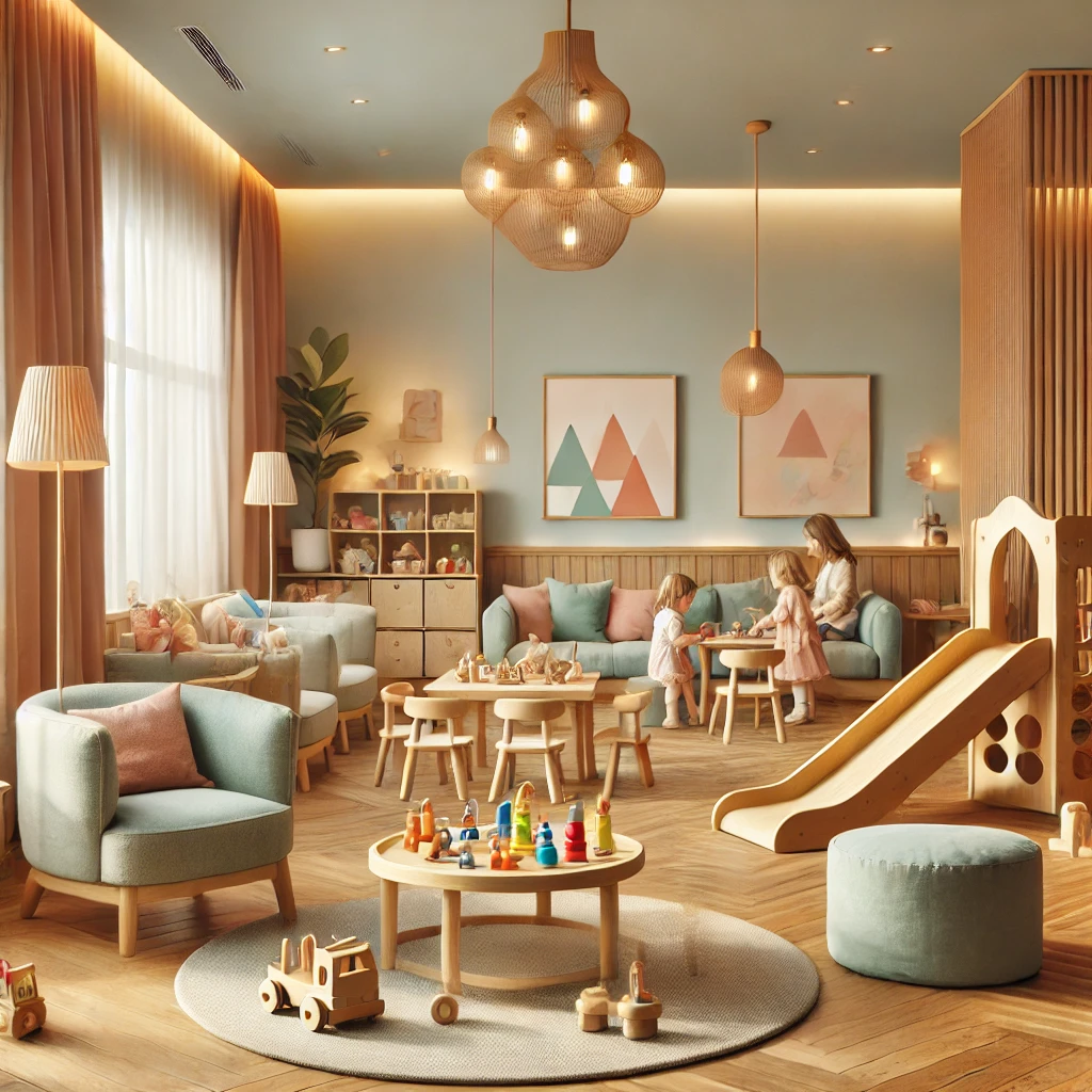 Çocuklar için oyun alanı ve tuz odası olan rahat bir kafe