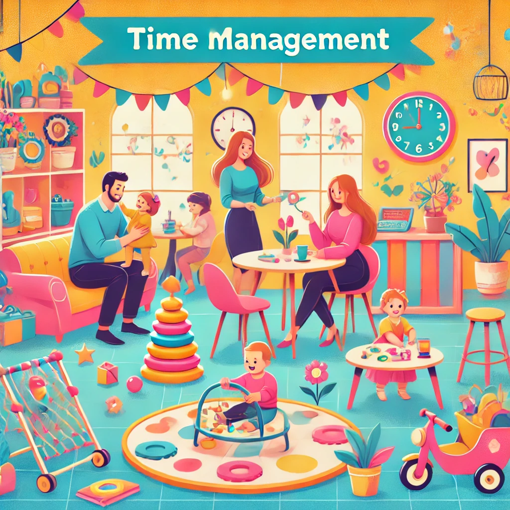 Çocuklu ailelerin Filifu Cafe’de keyifli bir gün geçirdiği, oyun alanı ve oturma düzenini gösteren renkli bir sahne.