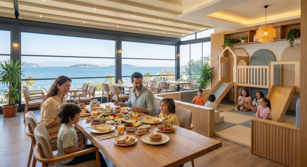 Filifu Cafe N’ Play deniz manzaralı çocuk oyun alanlı kafe, aile kahvaltısı ve çocuk oyun alanı