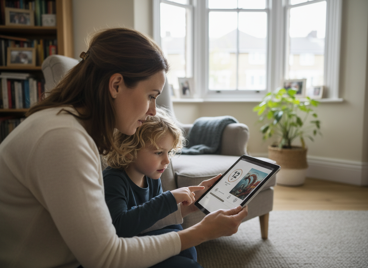 A parent and child choose age-appropriate content together