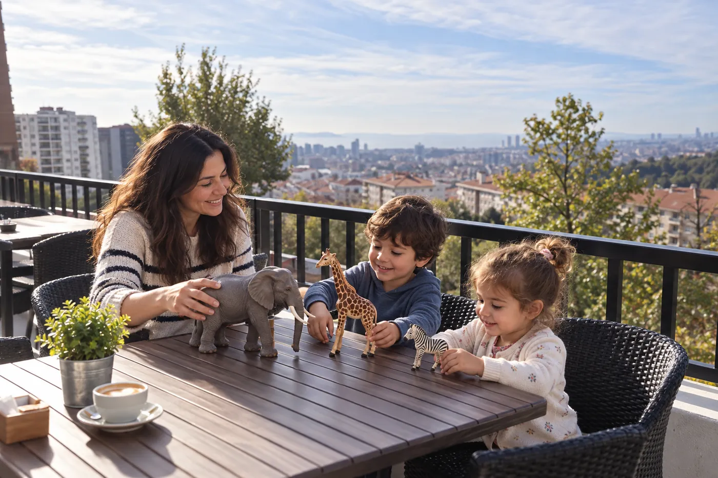 Una famiglia esplora forme e quantità in una scena ispirata al Filifu Cafe