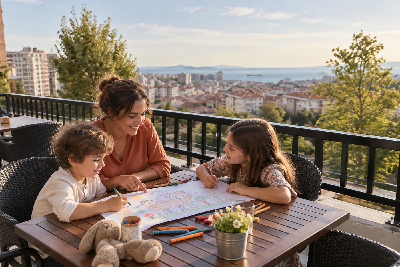 Dai cartoni ai racconti disegnati in famiglia Una madre e due bambini inventano una storia con i disegni su una terrazza ispirata a Filifu