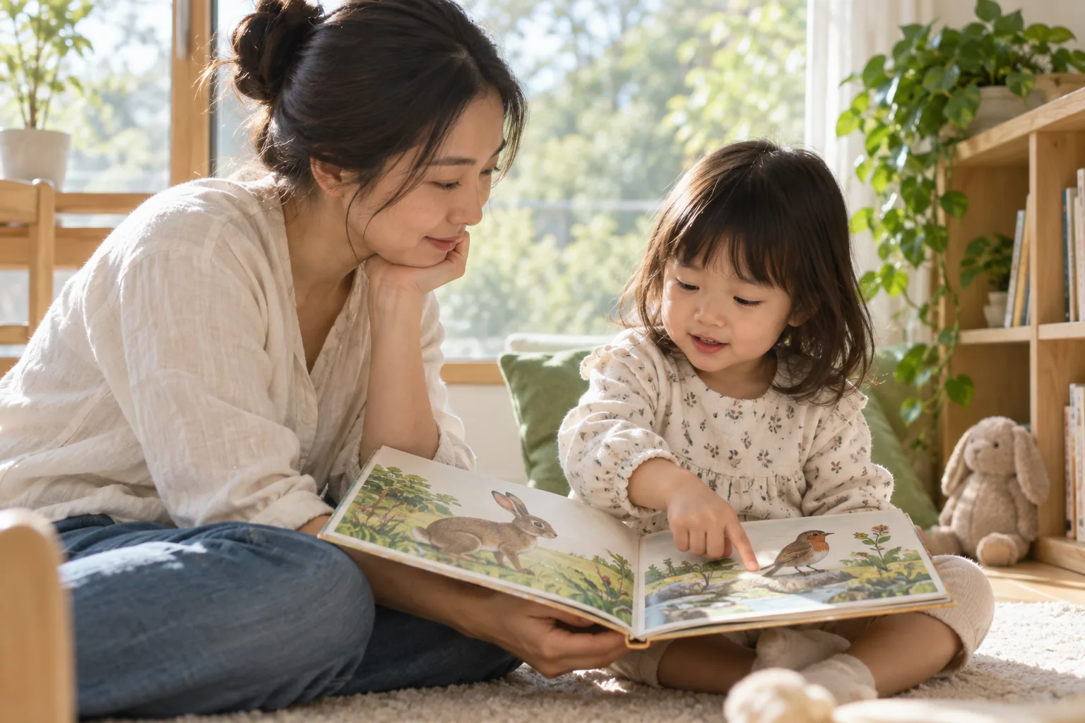 孩子说话少,需要等一等吗?从理解、手势和听力看语言发展 — 1 家长与幼儿一起看绘本